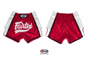 Fairtex Slim Cut Shorts -Red/White-Front/Back