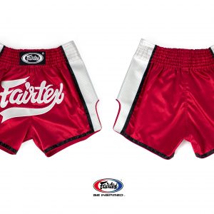 Fairtex Slim Cut Shorts -Red/White-Front/Back