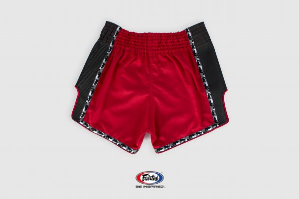 Fairtex Slim Cut Shorts-Red/Black-Back