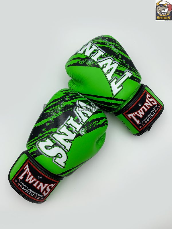 Twins Black Green Boxing Gloves FBGV-TW2