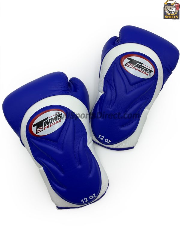 BGVL-6 White Blue Boxing Gloves- Twins