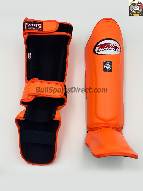 Twins Leather Orange Shin Guards- SGL10