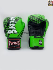 Twins Black Green Boxing Gloves FBGV-TW2