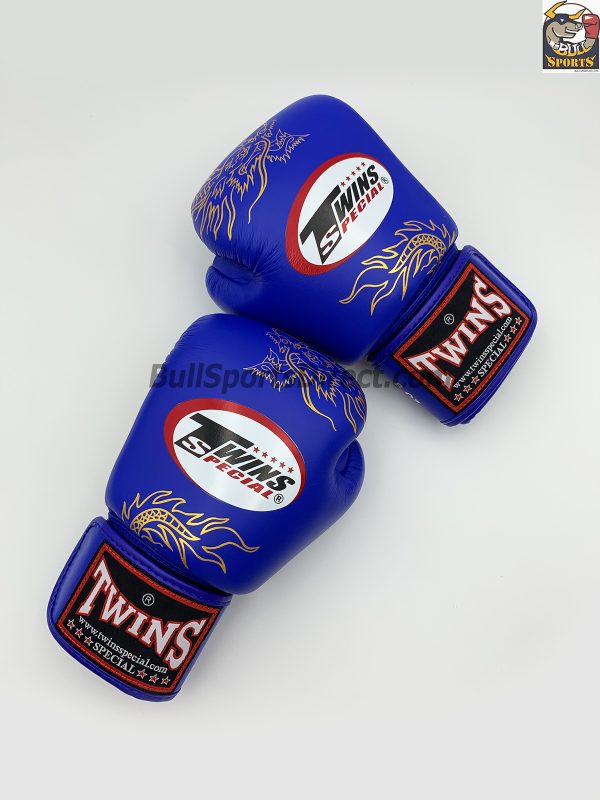 Twins Boxing Gloves FBGV-6-Blue Gold Dragon Body