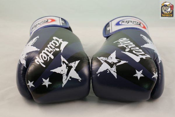Fairtex Tight Fit Boxing Gloves Blue Nation Print