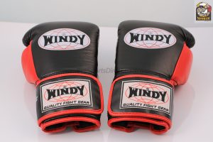 Windy Black Red Boxing Gloves - Pro Line