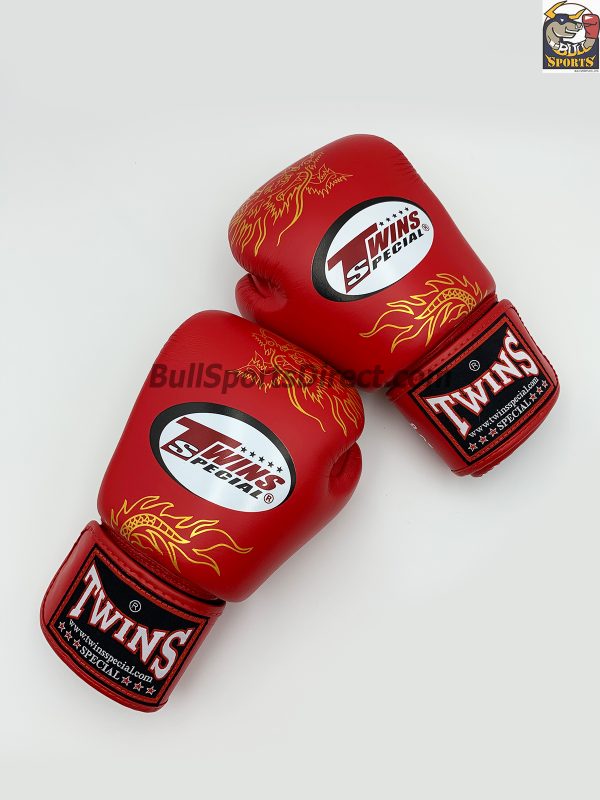 Twins Boxing Gloves-FBGV-6-Dragon Body Red Gold