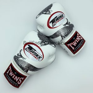 Twins Boxing Gloves-FBGV-23 Dragon Body White Silver