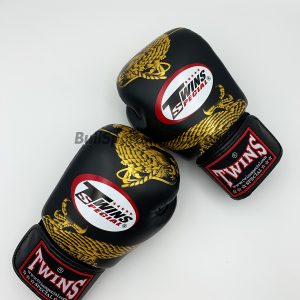 Twins Boxing Gloves-FBGV-23 Dragon Body Black-Gold