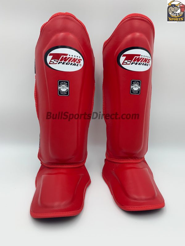 Twins Leather Shin Guards Red