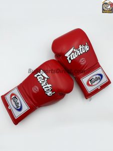 Fairtex BGL6 Lace Tie Closure Gloves, Pro Competition Mode - Red