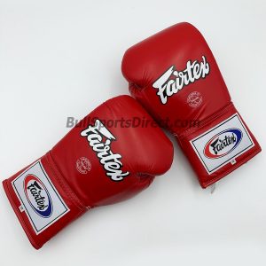 Fairtex BGL6 Lace Tie Closure Gloves, Pro Competition Mode - Red