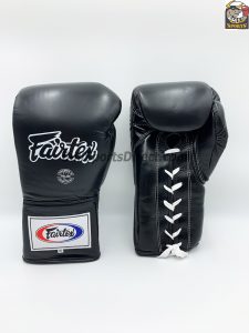 Fairtex BGL6 Lace Tie Closure Gloves, Black Pro Competition