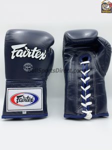 Fairtex BGL6 Lace Tie Closure Gloves, Blue Pro Competition
