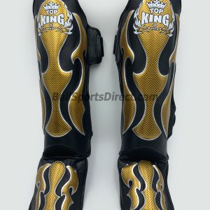 Golden and black Top King Pro Muay Thai Shin pads Empower01
