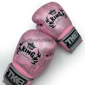 Pink and Silver Top King boxing gloves Super Snake