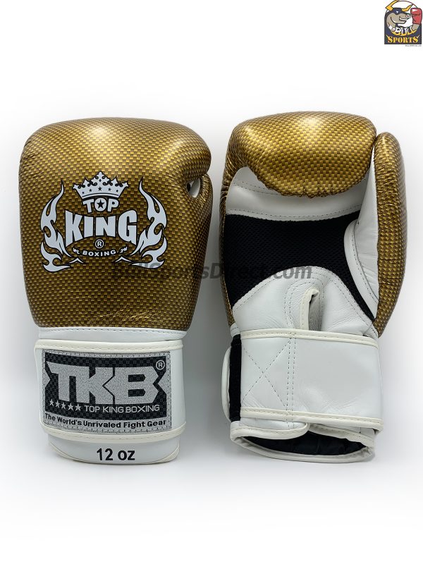 Gold-White Top King Boxing Gloves Empower2