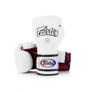 Fairtex Muay Thai White Red Boxing Gloves BGV9