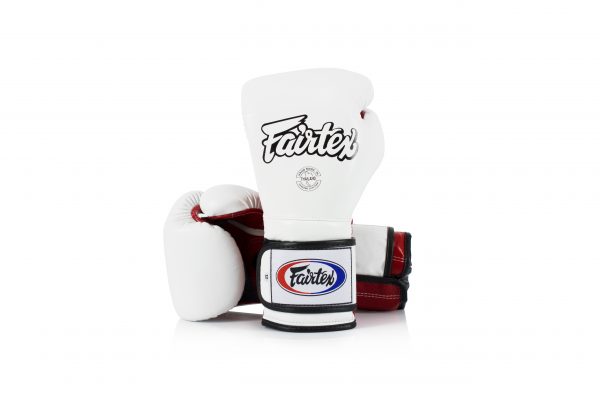 Fairtex Muay Thai White Red Boxing Gloves BGV9