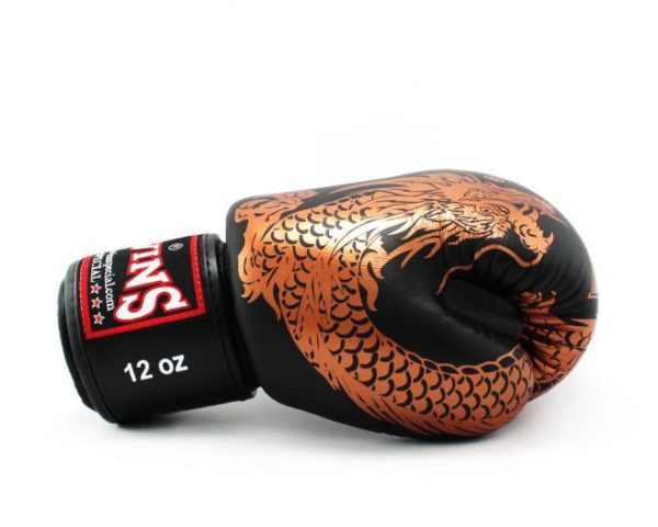 Twins Boxing Gloves-FBGV-49 Copper Black Flying Dragon