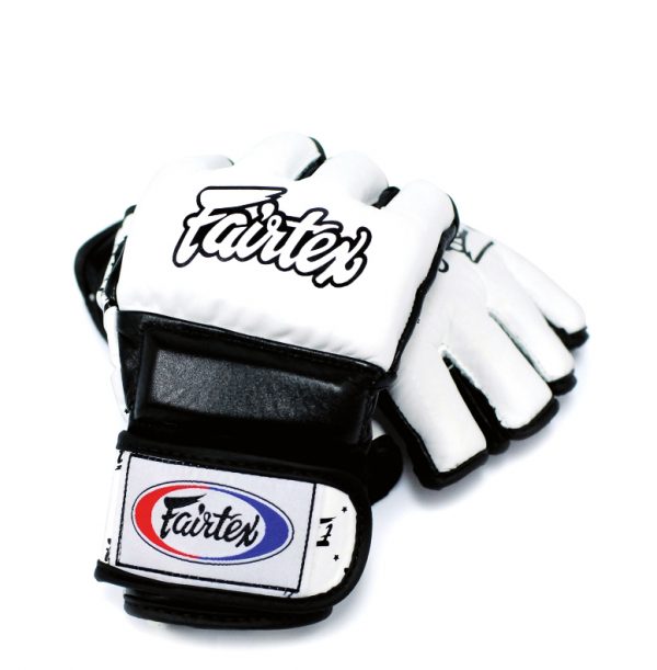Fairtex FGV17 Double Wrist Wrap Closure MMA Sparring Gloves - White Black Color