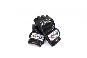 Fairtex Black Ultimate Combat MMA Gloves with Open Thumb Loop - FGV12