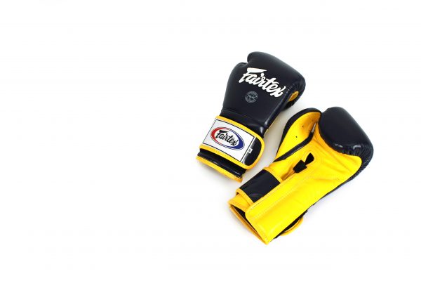 Fairtex Muay Thai Black Yellow Boxing Gloves BGV9