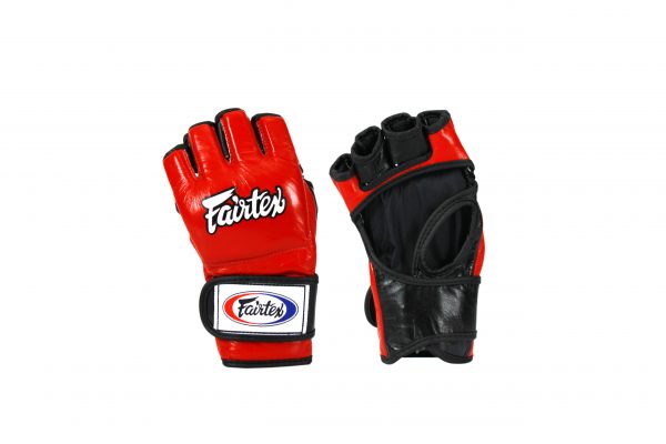 Fairtex Ultimate Combat MMA Gloves with Red Black Open Thumb Loop - FGV12