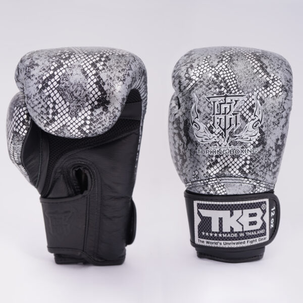NWT Top King Muay Thai Boxing Gloves TKBGSS Super Snake Black Gold White Silver 