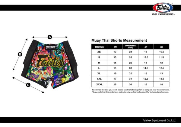 Fairtex Muay Thai Shorts Measurement URFACE