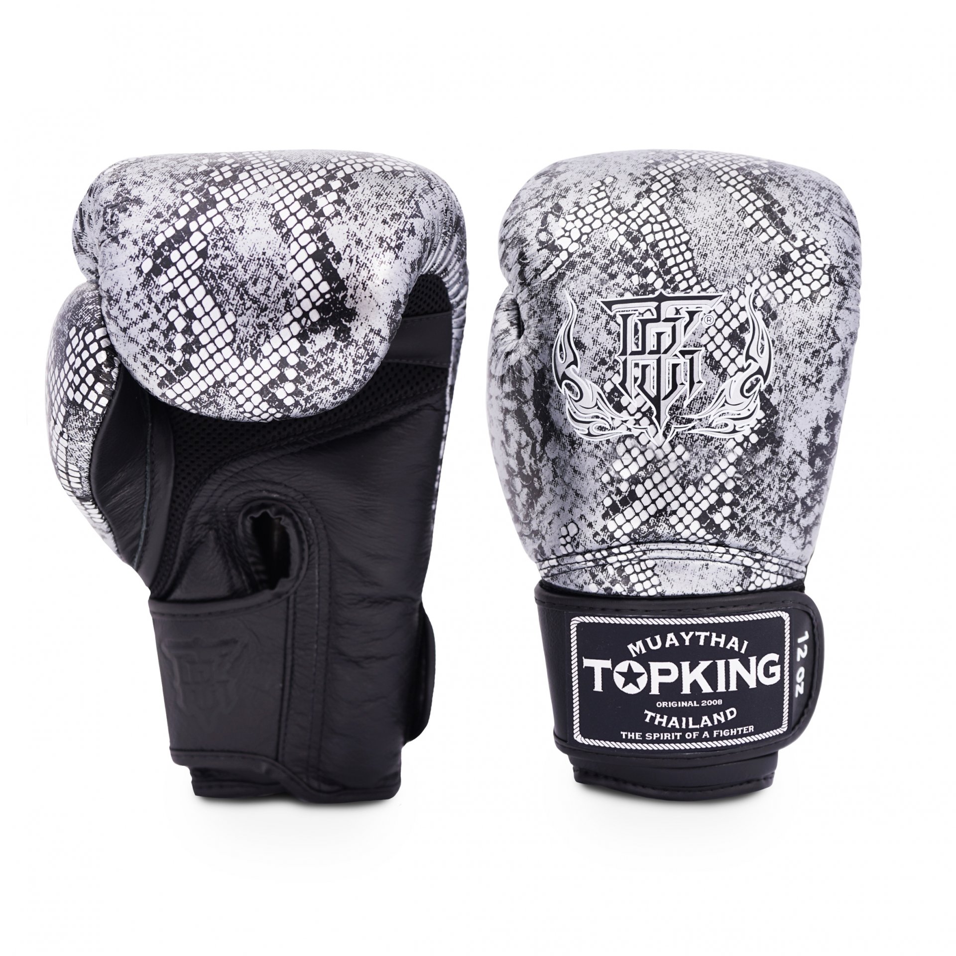 TKBGSS_02A_BK_SV.jpg Top King Boxing Gloves -TKBGSS-02 - Snake "Air" - Image 1