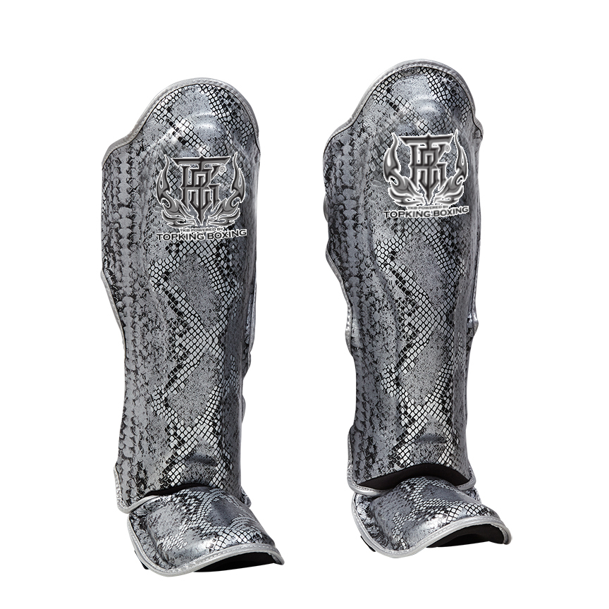 TKSGSS-02-BlackSilver.jpg Top King Muay Thai Shin Pads TKSGSS-02 Super Snake - Image 1