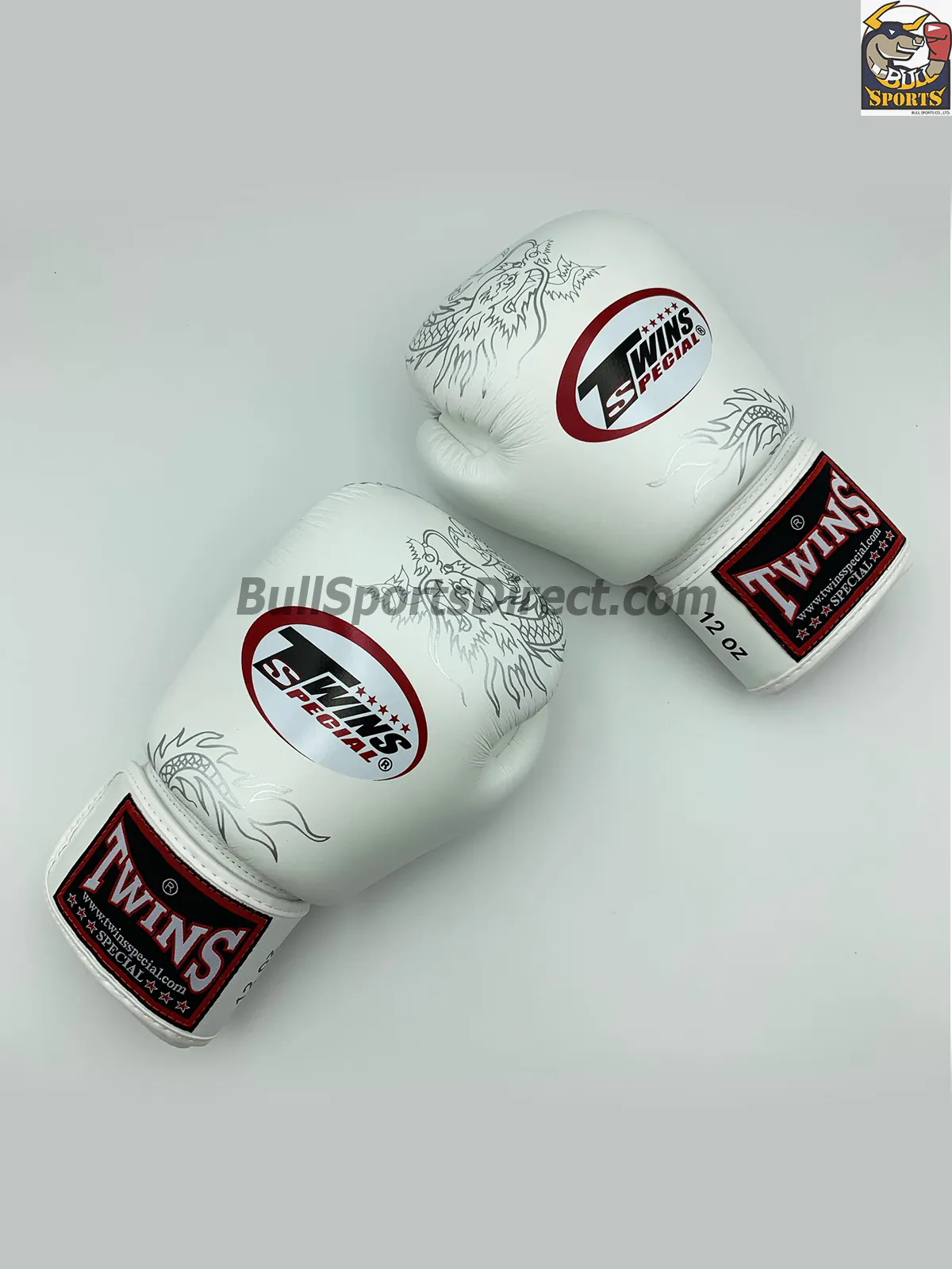 Twins Boxing Gloves-FBGV-6-Dragon Body White Silver (2) FBGV-6-Dragon Body White Silver - Twins