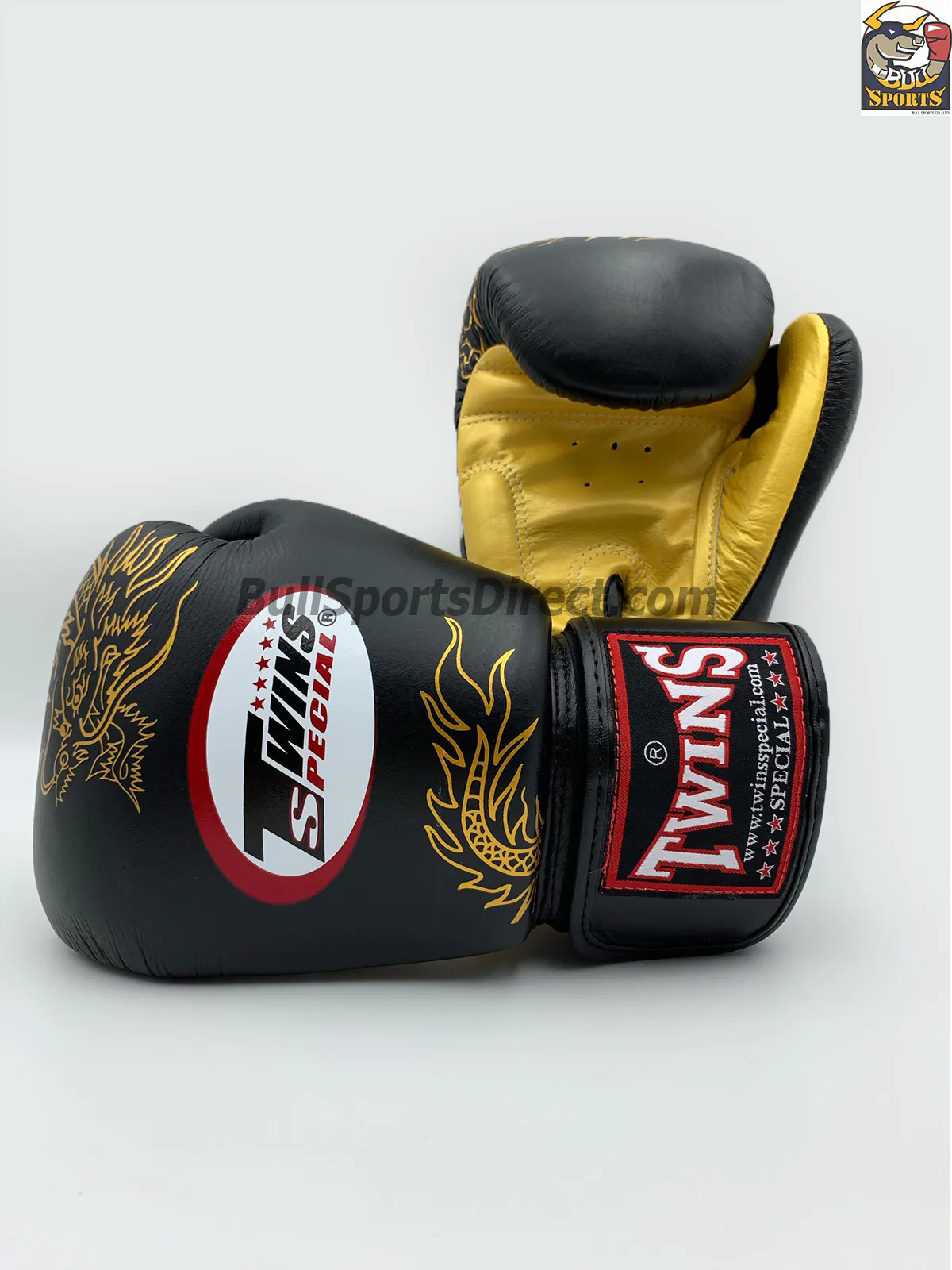 Twins Boxing Gloves-FBGV-6-Dragon Body Black Gold (2) FBGV-6-Dragon Body Black Gold