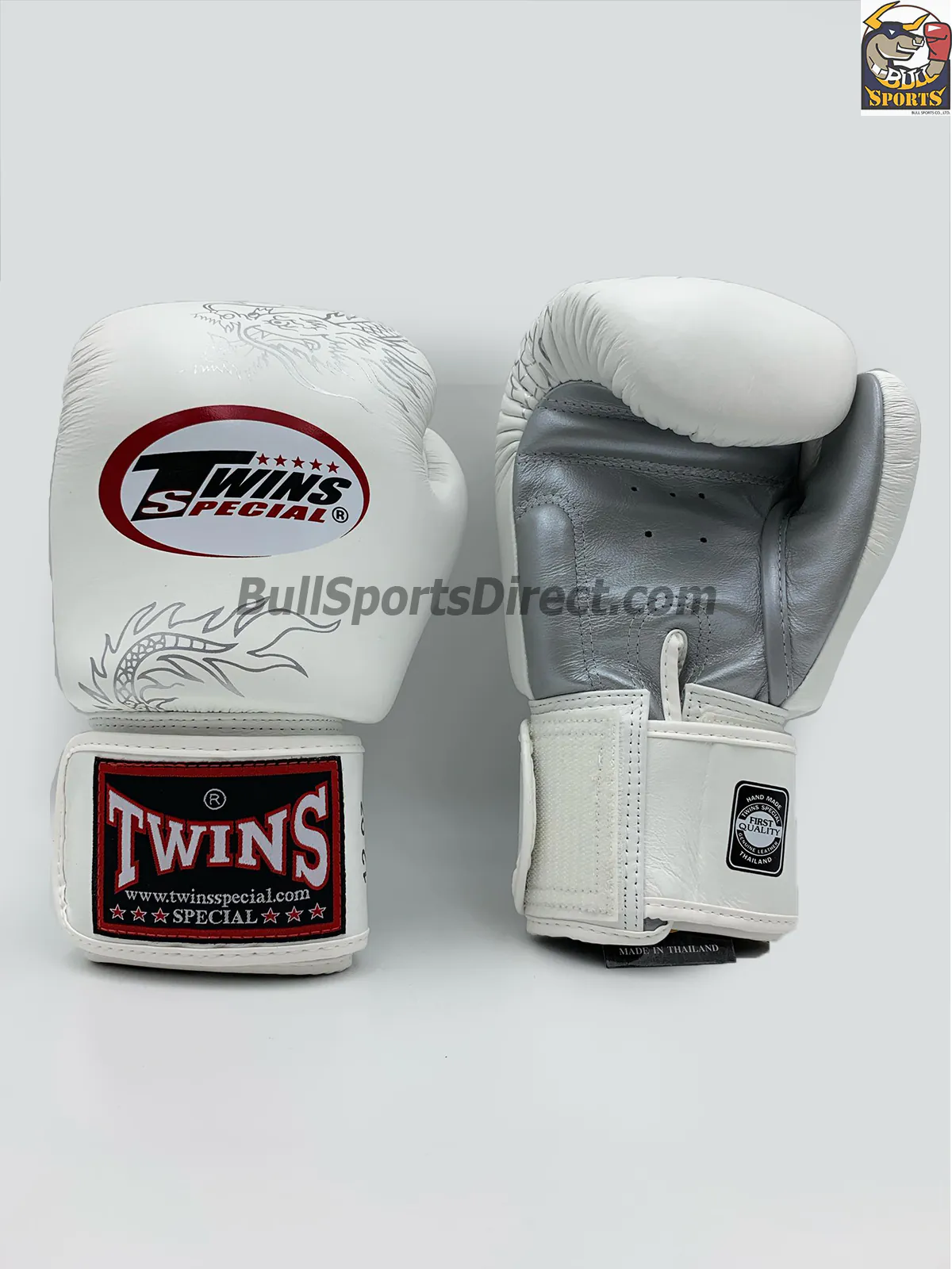 Twins Boxing Gloves-FBGV-6-Dragon Body White Silver (3) Twins FBGV-6-Dragon Body White Silver