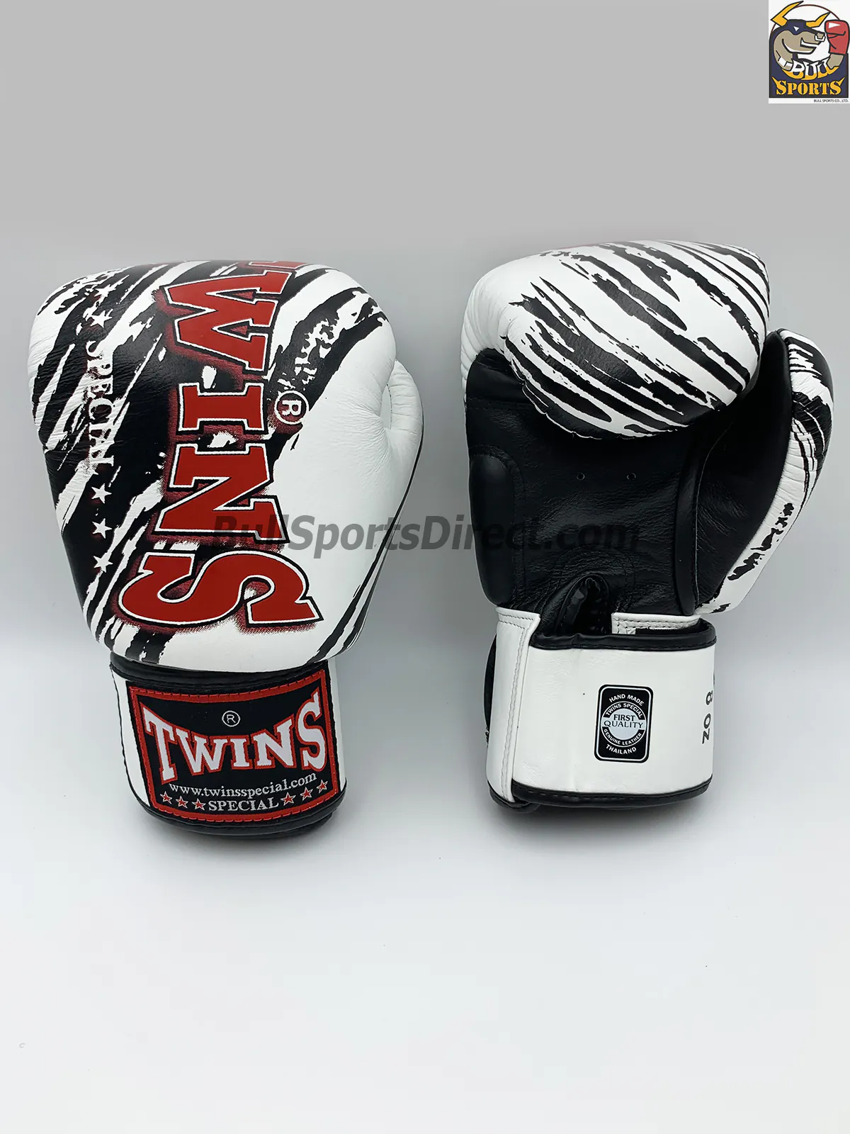 Twins Fancy Boxing Gloves FBGV-TW2 White Black (3) Twins FBGV-TW2 Fancy Boxing Gloves White Black