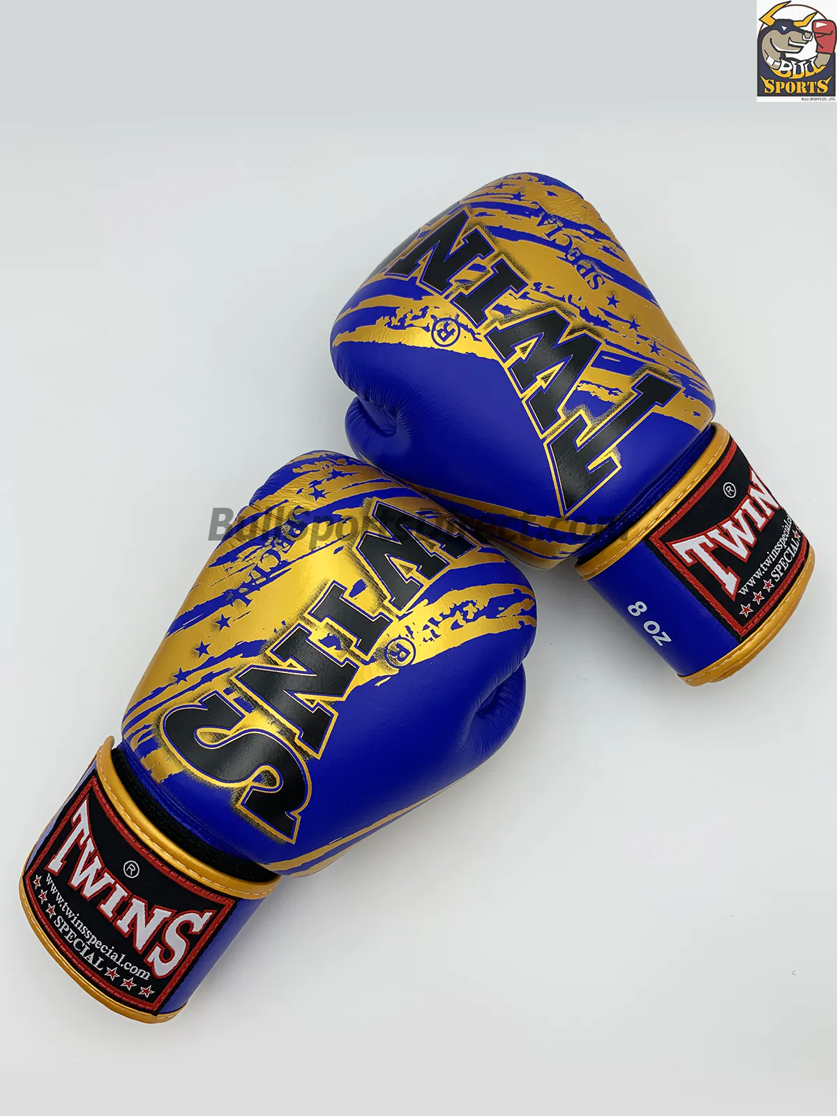 Twins Boxing Gloves-FBGV-TW2 Blue Gold (1) Twins FBGV-TW2 Blue Gold Boxing Gloves
