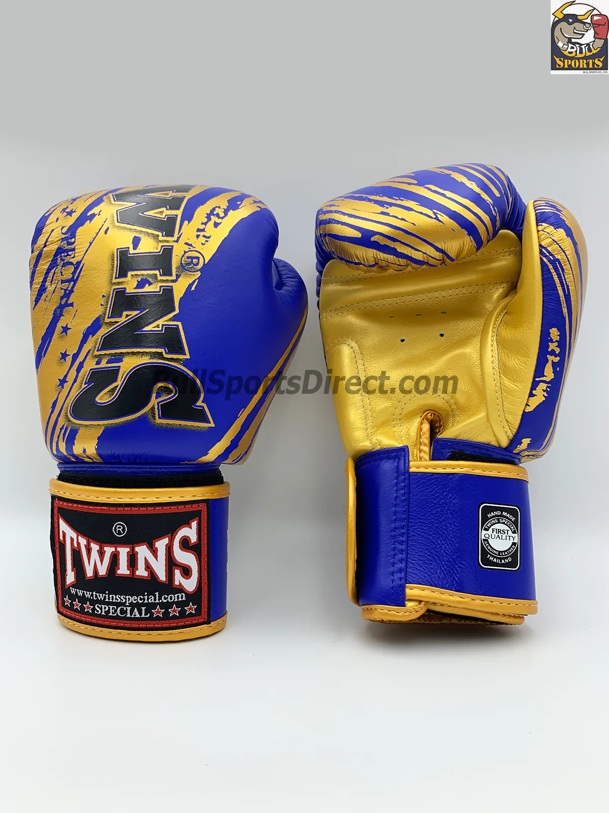 Twins Fancy Boxing Gloves FBGV-TW2 Blue Gold (3) Twins Blue Gold Boxing Gloves FBGV-TW2
