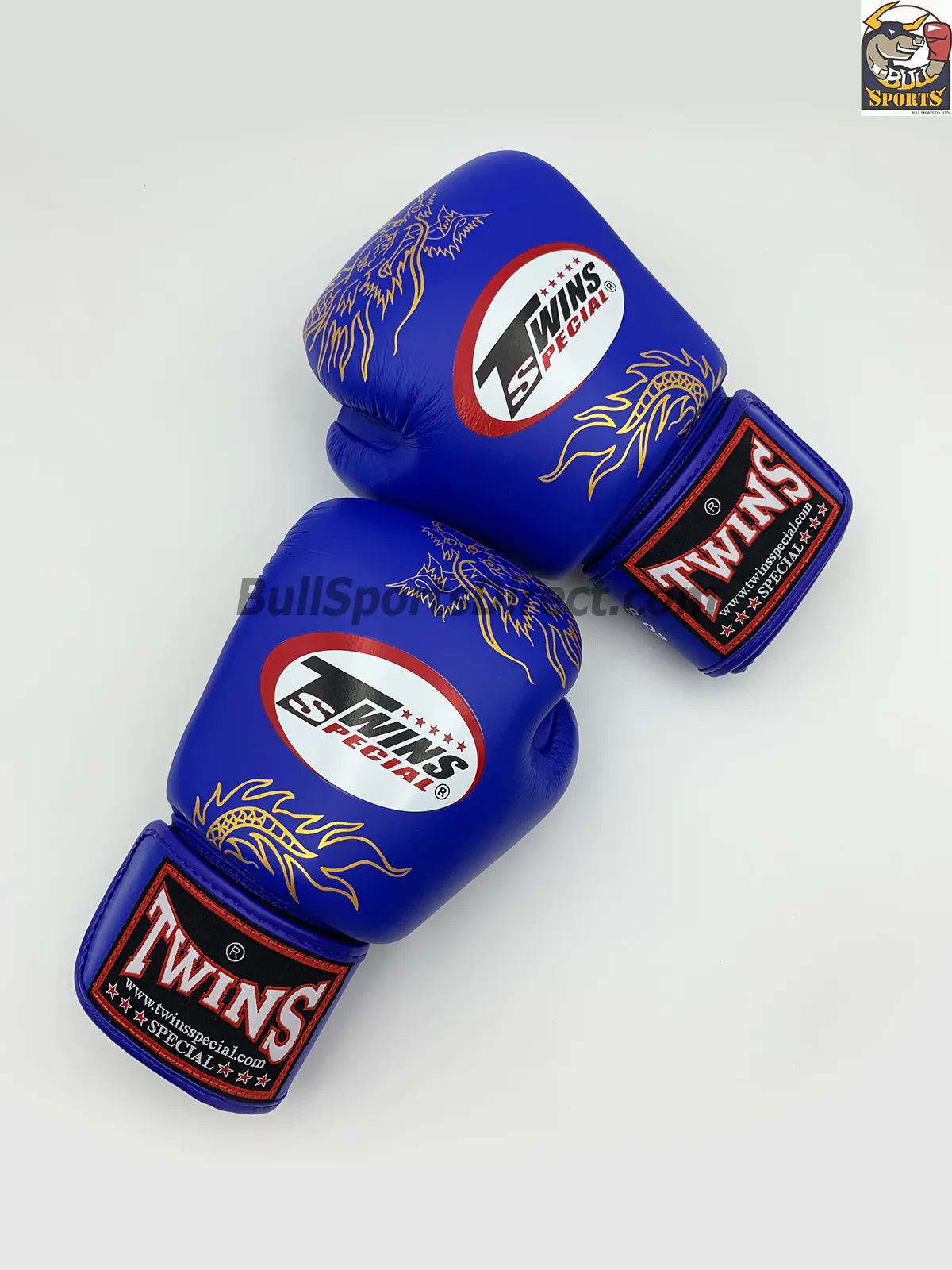 Twins Boxing Gloves-FBGV-6-Dragon Body Blue Gold (1) Twins Boxing Gloves FBGV-6-Blue Gold Dragon Body