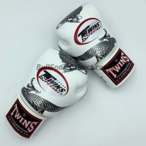 Twins Boxing Gloves-FBGV-23 Dragon Body White Silver