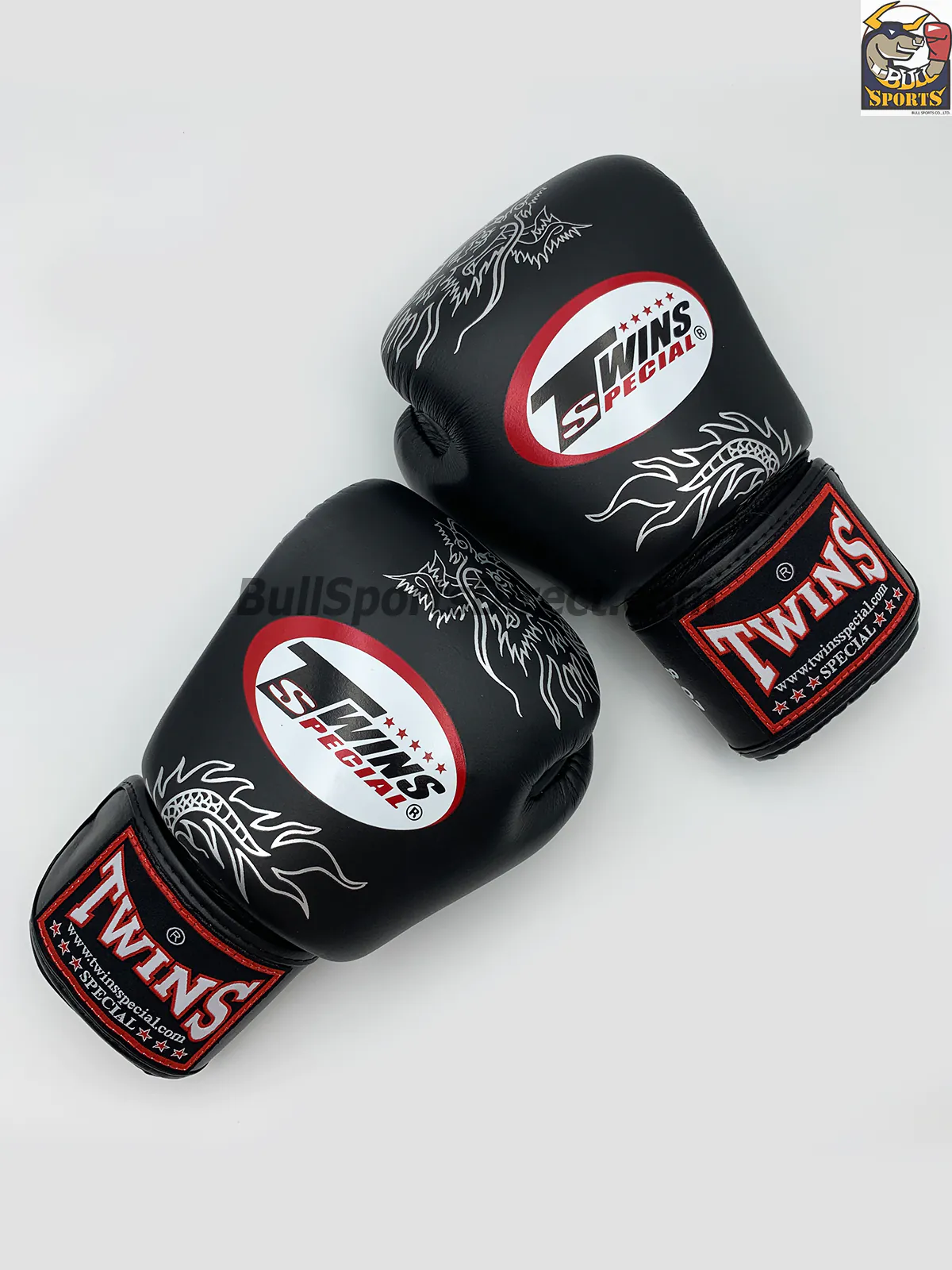 Twins Boxing Gloves-FBGV-6-Dragon Body Black Silver (1) Twins FBGV-6-Dragon Body Black Silver
