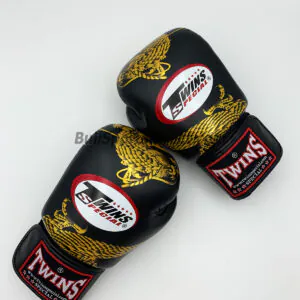 Twins Boxing Gloves-FBGV-23 Dragon Body Black-Gold