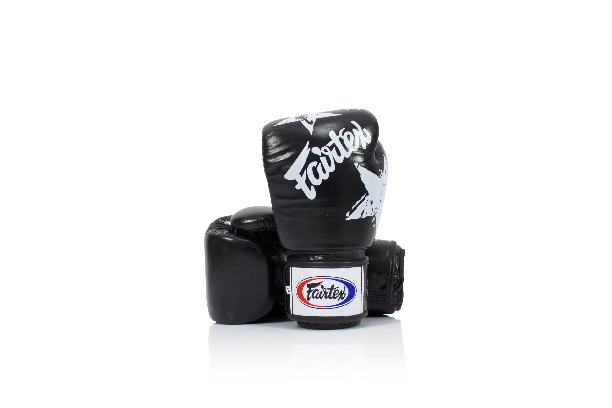 Fairtex BGV1 Black Nation Print Boxing Gloves (1) Fairtex Boxing Gloves Nation Print Black Tight Fit