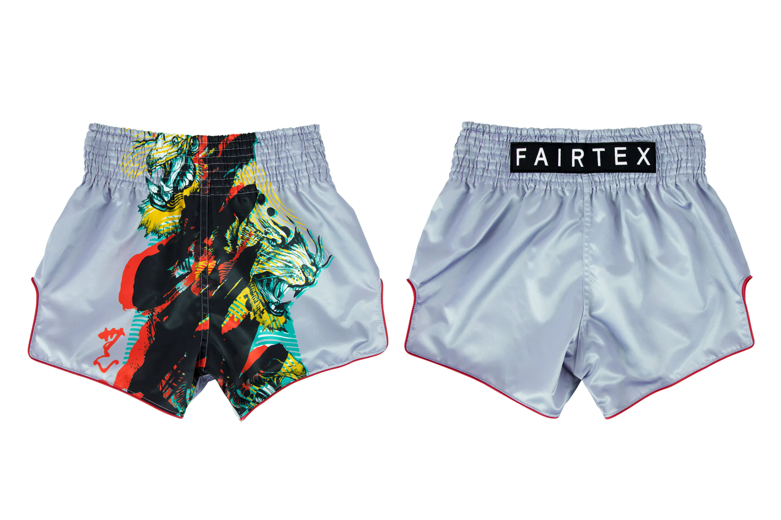 Fairtex Satoru Shorts BS1909 Front-Back Fairtex Grey Satoru Muay Thai Shorts