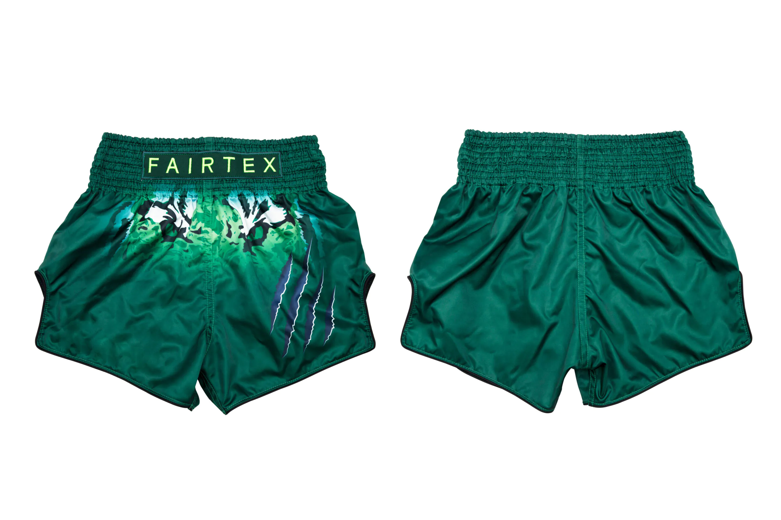 Fairtex BS1913 Green Shorts - Front Back Fairtex BS1913 Muay Thai Shorts Tonna