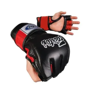 Fairtex Black Red Ultimate Combat MMA Gloves with Open Thumb Loop - FGV12