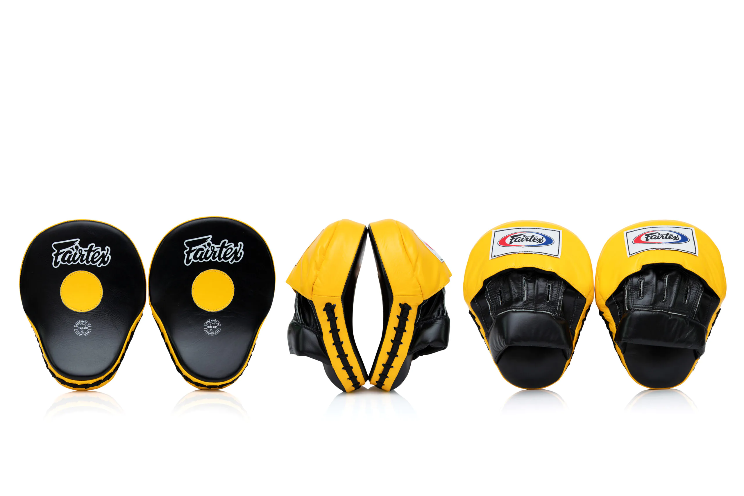 FMV9-BLACK-YELLOW-(5) Fairtex FMV9 Contoured Focus Mitts เหลือง