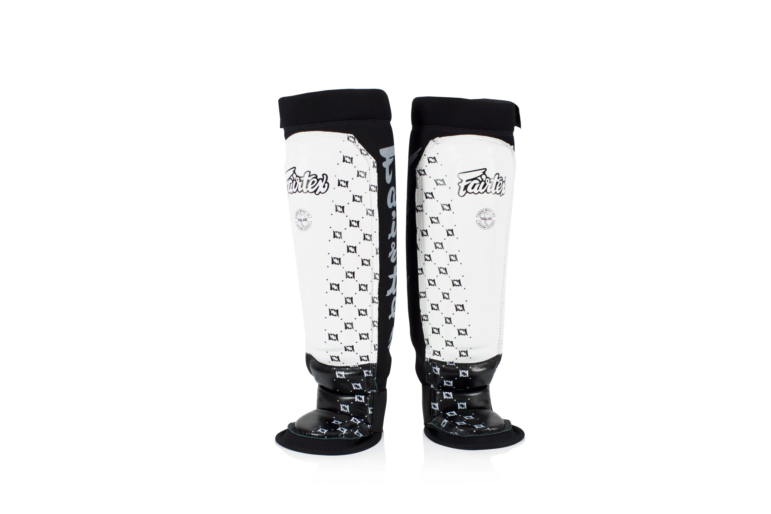 Fairtex-Shin Pads-SPE6 White Black Fairtex-Shin Pads-SPE6