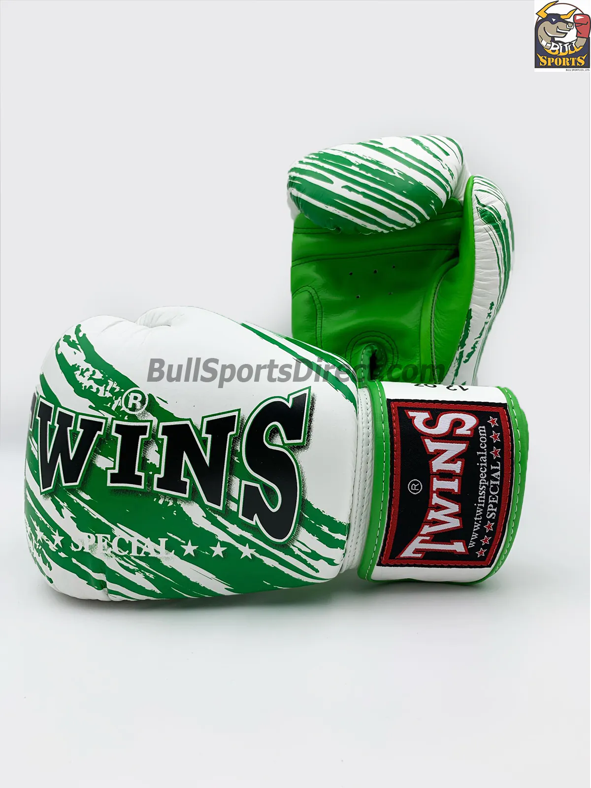 Twins Fancy Boxing Gloves FBGV-TW2 White Green (2) Twins FBGV-TW2 Boxing Gloves White Green